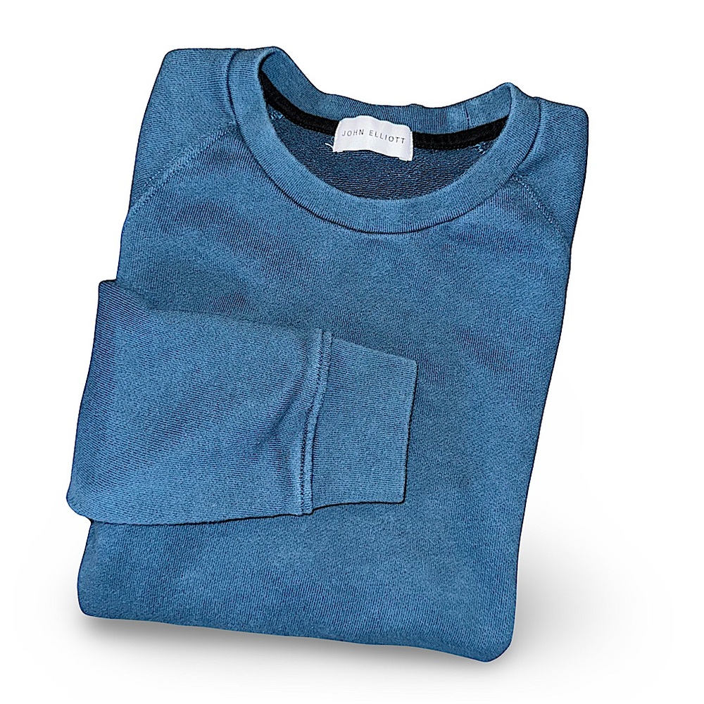 John Elliot Terry Cotton Sweater Size 2 Aqua Blue